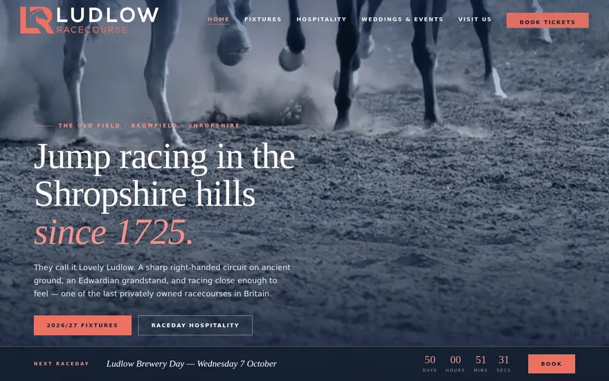 Ludlow Racecourse concept website homepage