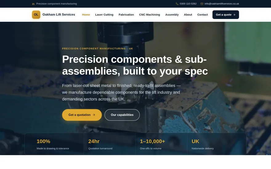 Oakham Lift Services website homepage